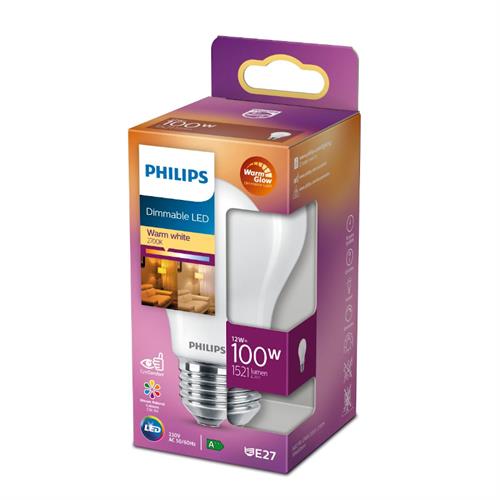 Philips LED Standard E27 - 100W (12W) Dæmpbar Warm Glow